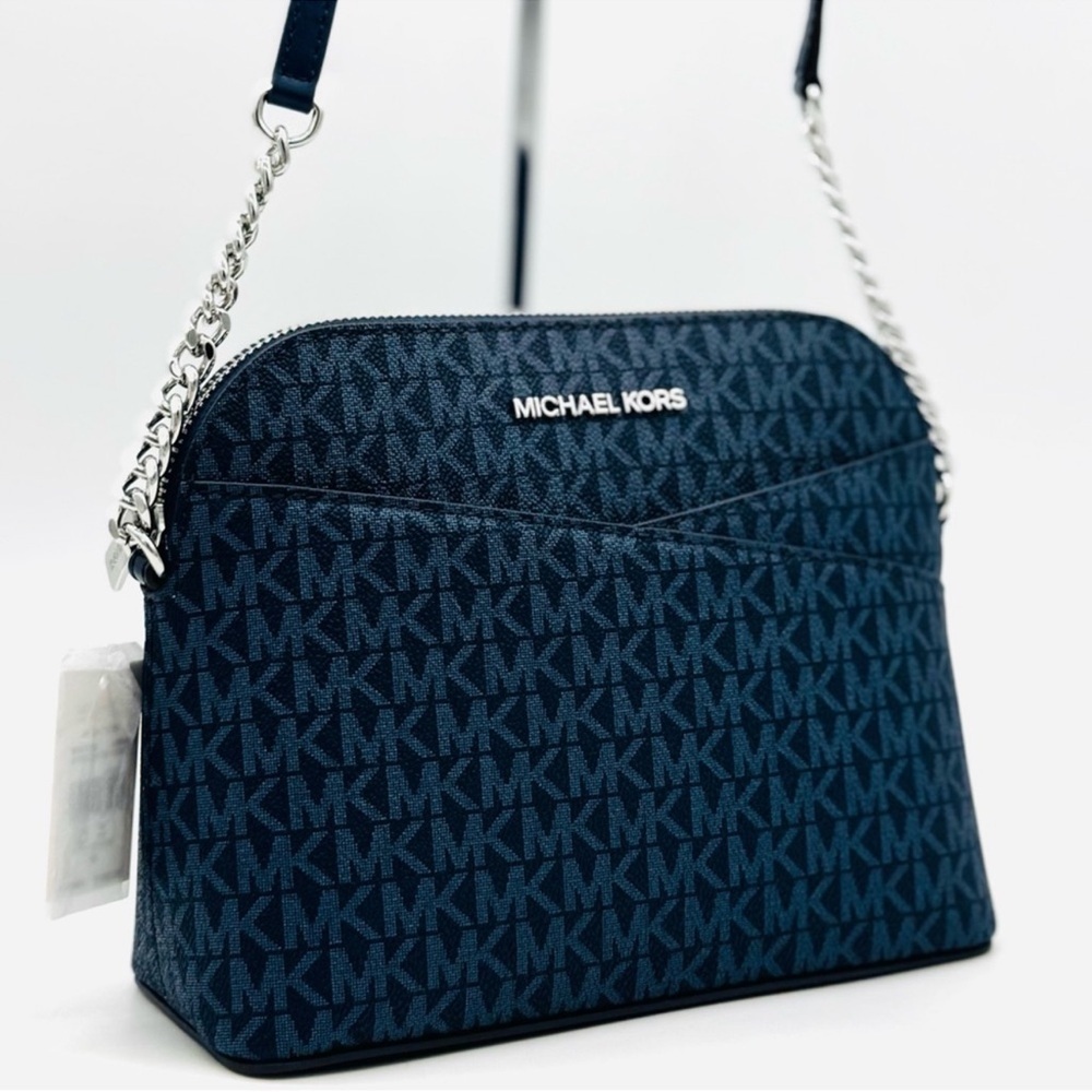 Michael Kors Medium Dome Jet Set Travel Xbody Bag Admiral Navy Blue - Picture 3 of 11